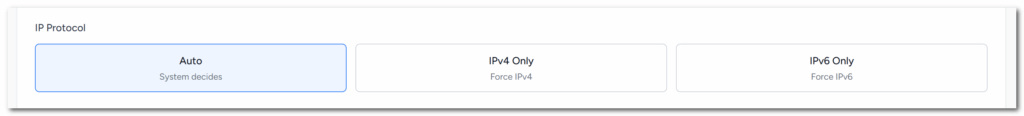 Protocol Selection Options